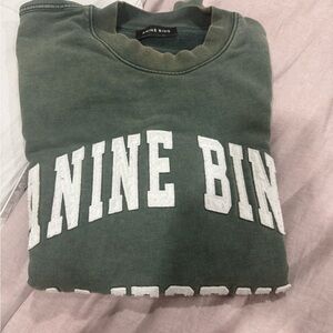 Anine Bing Olive Sweatshirt with White Letters